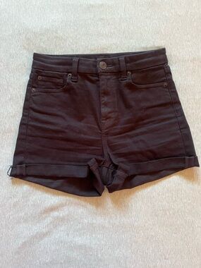 American Eagle Outfitters Black High-Rise Cuffed Denim Shorts